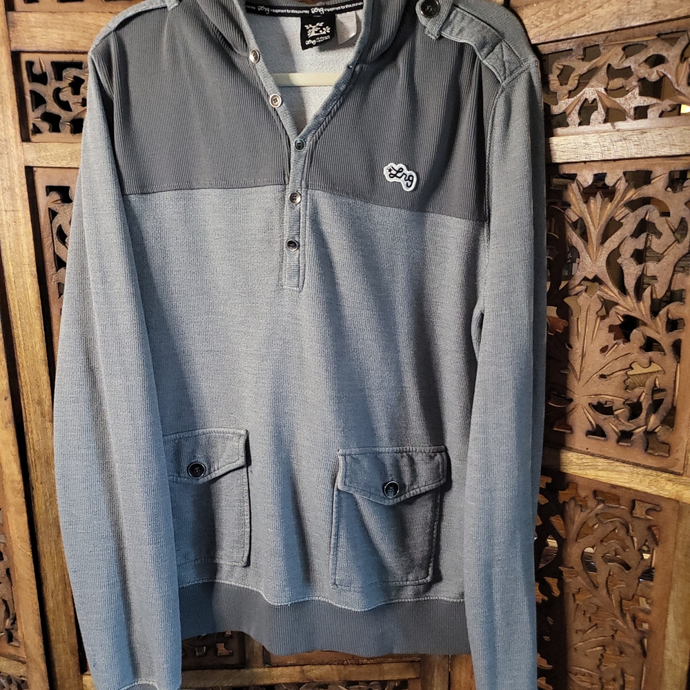 LRG Gray Knit Sweater with Logo